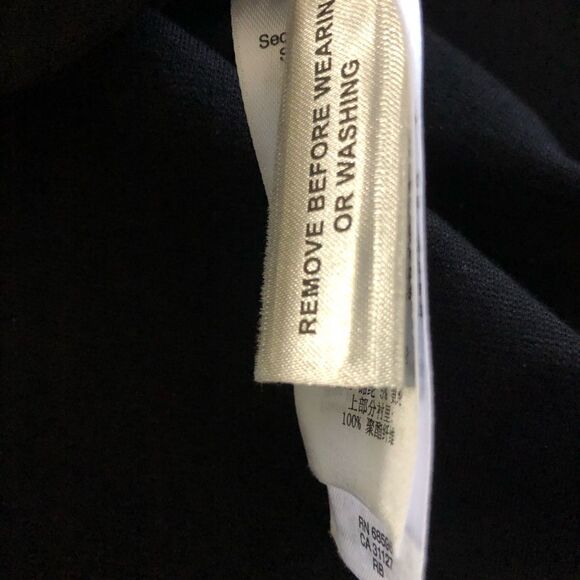 SZ12 DKNY  Silk Tie Neck Color Block Dress (Ivory/Black) - Picture 8 of 13